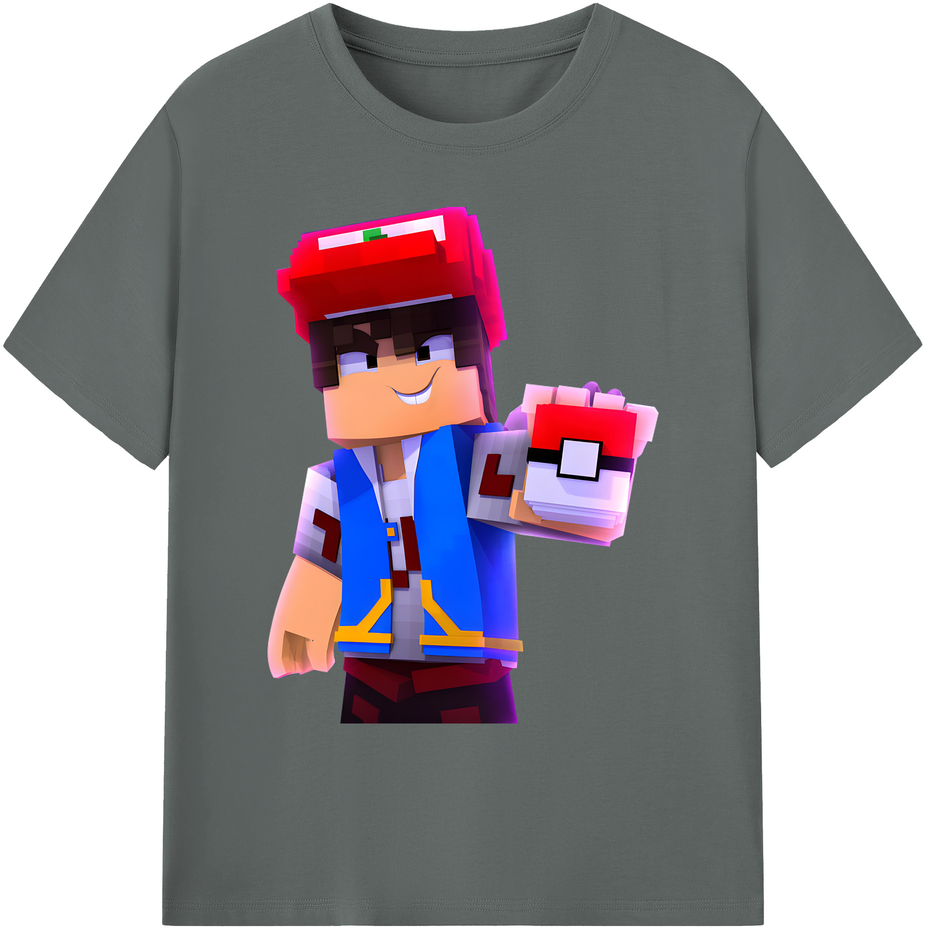 （画像用） マインクラフト ブロックの世界 Minecraft MC Block world 綿100％ メンズ半袖Tシャツ｜肌触りやわらか＆通気性